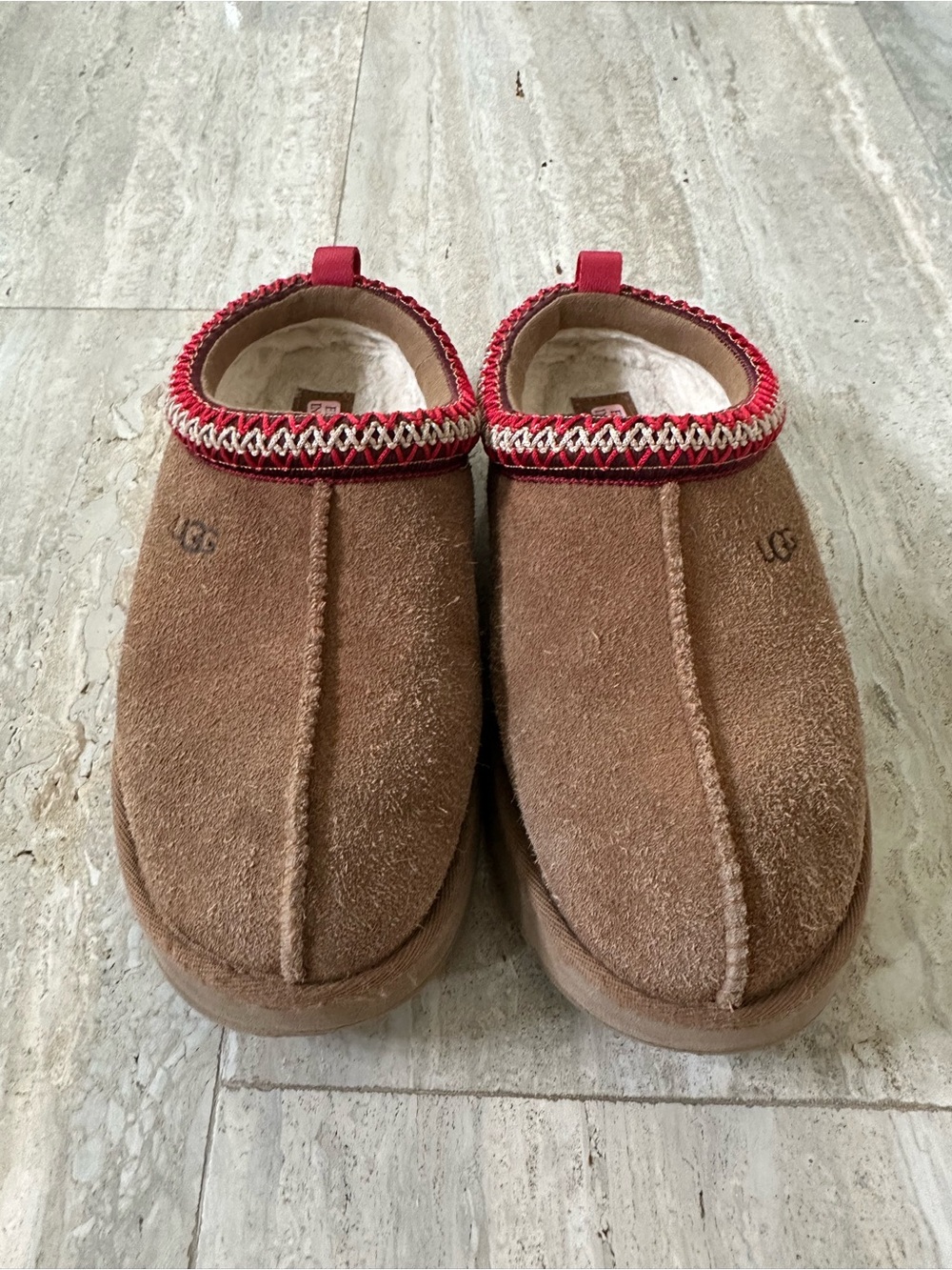 UGG, Tasman, Chesnut, Big Kids, Size 4, Red stitching